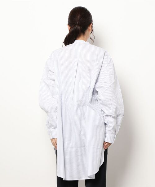 HONEYSUCKLE ROSE（ハニーサックルローズ）の「【HONEYSUCKLE ROSE】バンドカラー長袖シャツ（シャツ/ブラウス・レディース・ホワイト/ホワイト×ネイビー・M/L）」の4枚目の写真