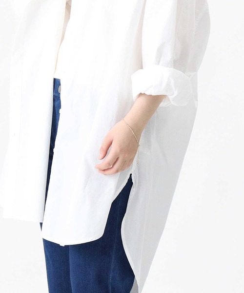 HONEYSUCKLE ROSE（ハニーサックルローズ）の「【HONEYSUCKLE ROSE】バンドカラー長袖シャツ（シャツ/ブラウス・レディース・ホワイト/ホワイト×ネイビー・M/L）」の17枚目の写真