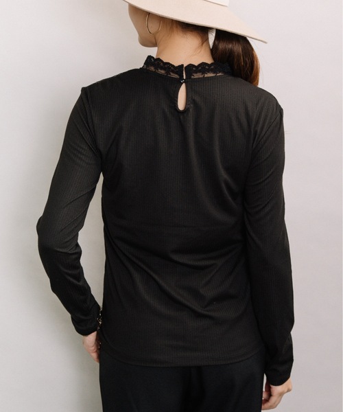 ELVENCE DEUX(エルベンスドゥ)の「レースハイネックT(Tシャツ/カットソー・レディース・ブラック/オフホワイト/ブラウン/グレー・MEDIUM/LARGE)」の10枚目の写真