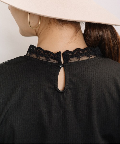 ELVENCE DEUX(エルベンスドゥ)の「レースハイネックT(Tシャツ/カットソー・レディース・ブラック/オフホワイト/ブラウン/グレー・MEDIUM/LARGE)」の12枚目の写真
