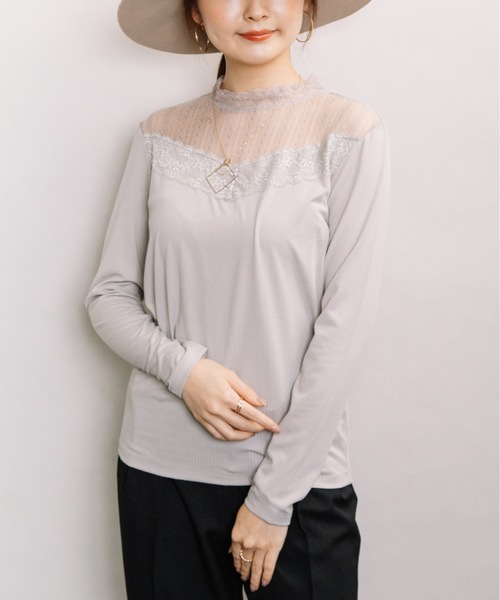 ELVENCE DEUX(エルベンスドゥ)の「レースハイネックT(Tシャツ/カットソー・レディース・ブラック/オフホワイト/ブラウン/グレー・MEDIUM/LARGE)」の18枚目の写真