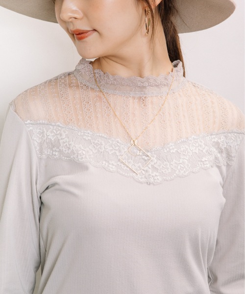 ELVENCE DEUX(エルベンスドゥ)の「レースハイネックT(Tシャツ/カットソー・レディース・ブラック/オフホワイト/ブラウン/グレー・MEDIUM/LARGE)」の22枚目の写真