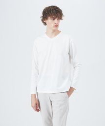 プレーティング 天竺 Vネック 長袖 Tシャツ