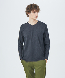 プレーティング 天竺 Vネック 長袖 Tシャツ