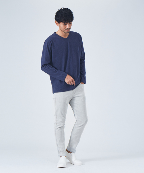 ABAHOUSE GRAY(アバハウスグレイ)の「プレーティング 天竺 Vネック 長袖 Tシャツ(Tシャツ/カットソー・メンズ・ホワイト/ブラック/グレー/ネイビー/グリーン・46/48)」の19枚目の写真
