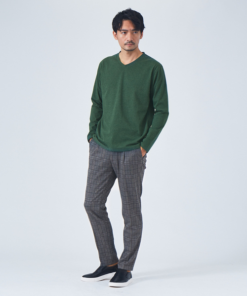 ABAHOUSE GRAY(アバハウスグレイ)の「プレーティング 天竺 Vネック 長袖 Tシャツ(Tシャツ/カットソー・メンズ・ホワイト/ブラック/グレー/ネイビー/グリーン・46/48)」の10枚目の写真