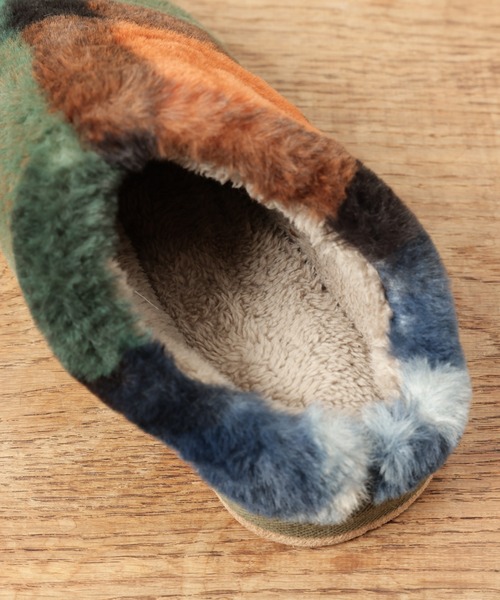 BIRTHDAY BAR（バースデイバー）の「チェックファー ルームシューズ（ルームシューズ/スリッパ・レディース・ブラウン/イエロー/グレー/グリーン・フリー）」の10枚目の写真