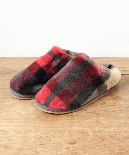 BIRTHDAY BAR（バースデイバー）の「チェックファー ルームシューズ（ルームシューズ/スリッパ・レディース・ブラウン/イエロー/グレー/グリーン・フリー）」の12枚目の写真