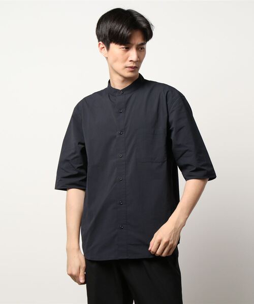 COTORICA(コトリカ)の「シアサッカーバンドカラーシャツ(シャツ/ブラウス・メンズ・ネイビー/オリーブ・MEDIUM/LARGE)」の1枚目の写真