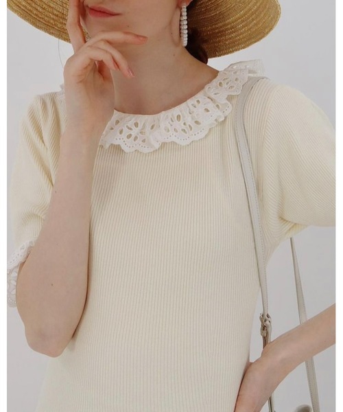 epine（エピヌ）の「lace frill rib knit onepiece（ワンピース・レディース・アイボリー・FREE）」の9枚目の写真