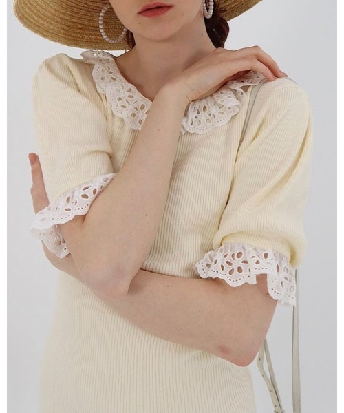 epine（エピヌ）の「lace frill rib knit onepiece（ワンピース・レディース・アイボリー・FREE）」の13枚目の写真