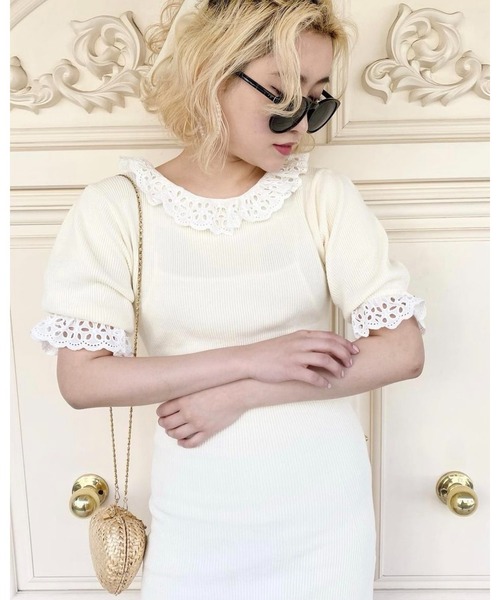 epine（エピヌ）の「lace frill rib knit onepiece（ワンピース・レディース・アイボリー・FREE）」の14枚目の写真