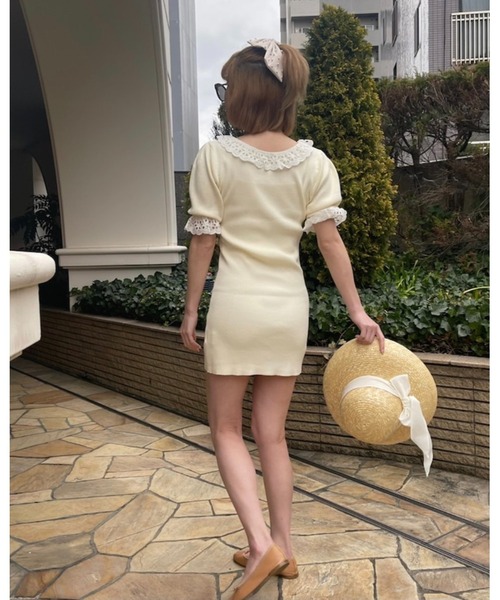 epine（エピヌ）の「lace frill rib knit onepiece（ワンピース・レディース・アイボリー・FREE）」の6枚目の写真
