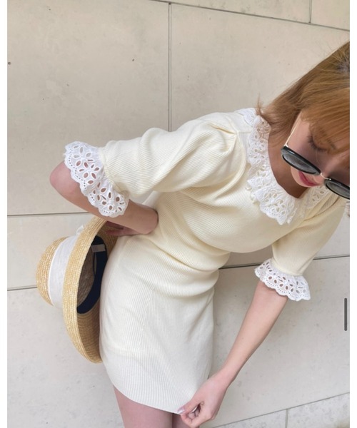epine（エピヌ）の「lace frill rib knit onepiece（ワンピース・レディース・アイボリー・FREE）」の19枚目の写真