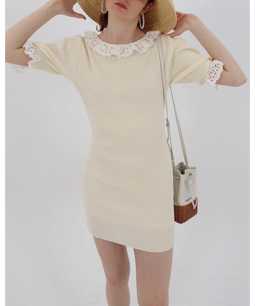 epine（エピヌ）の「lace frill rib knit onepiece（ワンピース・レディース・アイボリー・FREE）」の20枚目の写真