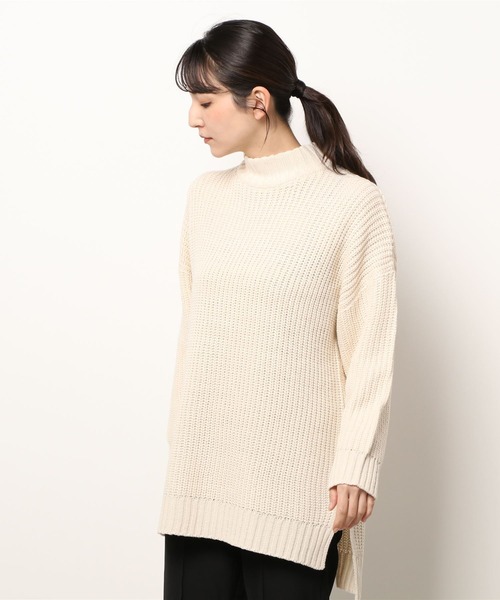 Mag.(マグ)の「【Bling leads】畔編み モックネックチュニック(チュニック・レディース・パープル/ダークブラウン/ブラック/アイボリー/グレイッシュベージュ・FREE)」の6枚目の写真