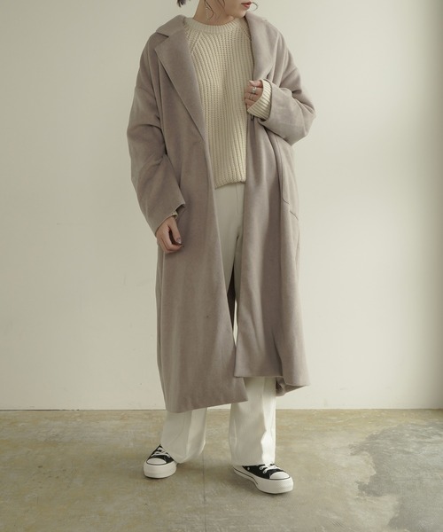 Lull（ルル）の「【Lull / ルル】バックスリットチェスターコート（チェスターコート・レディース・ベージュ/ブラック/グリーン/ブルー/モカ・ONESIZE）」の4枚目の写真