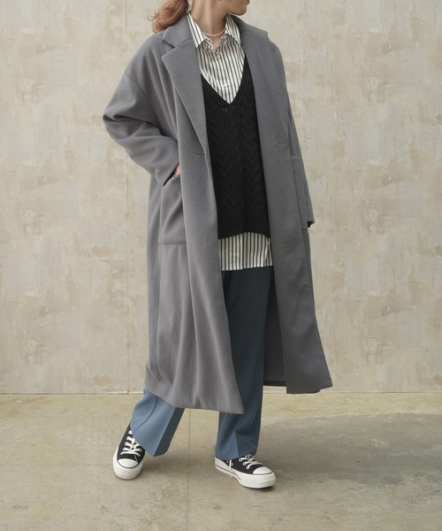 Lull（ルル）の「【Lull / ルル】バックスリットチェスターコート（チェスターコート・レディース・ベージュ/ブラック/グリーン/ブルー/モカ・ONESIZE）」の5枚目の写真