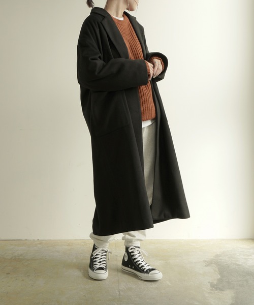 Lull（ルル）の「【Lull / ルル】バックスリットチェスターコート（チェスターコート・レディース・ベージュ/ブラック/グリーン/ブルー/モカ・ONESIZE）」の2枚目の写真