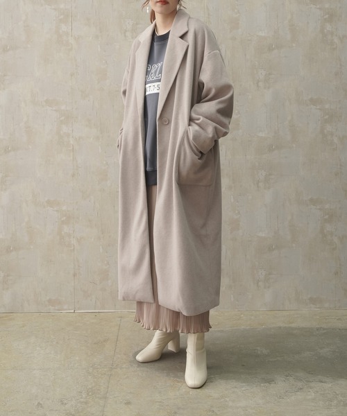 Lull（ルル）の「【Lull / ルル】バックスリットチェスターコート（チェスターコート・レディース・ベージュ/ブラック/グリーン/ブルー/モカ・ONESIZE）」の9枚目の写真