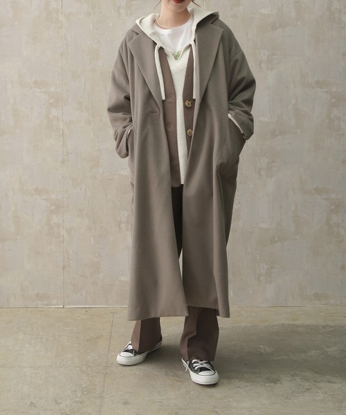 Lull（ルル）の「【Lull / ルル】バックスリットチェスターコート（チェスターコート・レディース・ベージュ/ブラック/グリーン/ブルー/モカ・ONESIZE）」の19枚目の写真