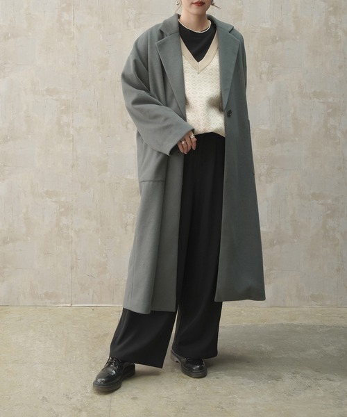 Lull（ルル）の「【Lull / ルル】バックスリットチェスターコート（チェスターコート・レディース・ベージュ/ブラック/グリーン/ブルー/モカ・ONESIZE）」の14枚目の写真