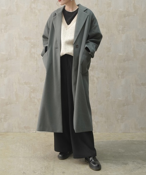 Lull（ルル）の「【Lull / ルル】バックスリットチェスターコート（チェスターコート・レディース・ベージュ/ブラック/グリーン/ブルー/モカ・ONESIZE）」の7枚目の写真