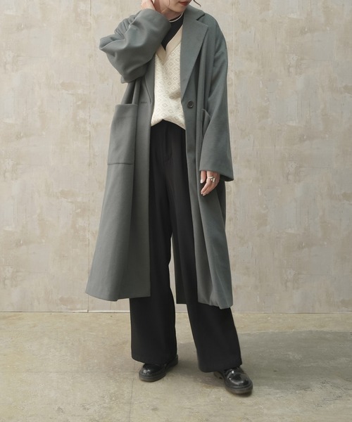 Lull（ルル）の「【Lull / ルル】バックスリットチェスターコート（チェスターコート・レディース・ベージュ/ブラック/グリーン/ブルー/モカ・ONESIZE）」の17枚目の写真