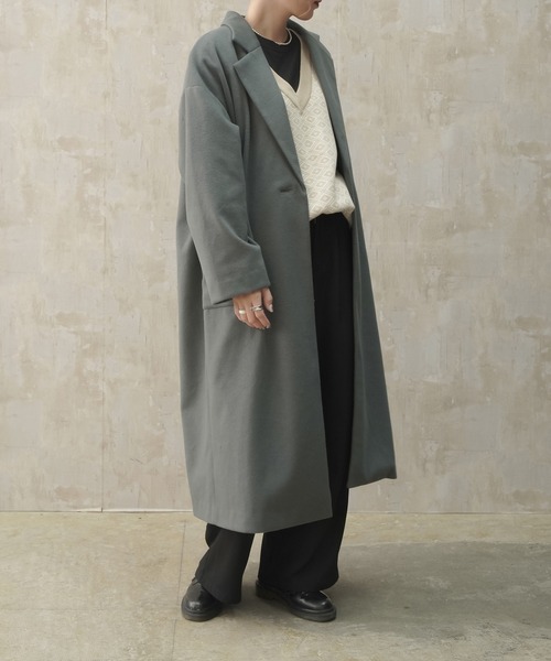 Lull（ルル）の「【Lull / ルル】バックスリットチェスターコート（チェスターコート・レディース・ベージュ/ブラック/グリーン/ブルー/モカ・ONESIZE）」の11枚目の写真