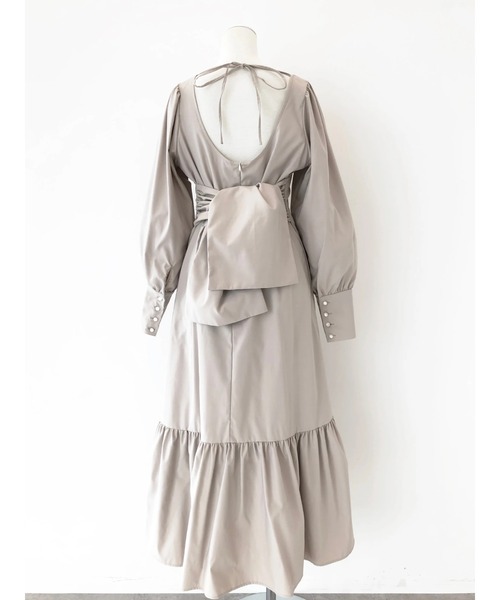 Honey Salon（ハニーサロン）の「ビッグリボンタックロングワンピース（ワンピース・レディース・ブラック/ベージュ/ラベンダー・FREE）」の15枚目の写真