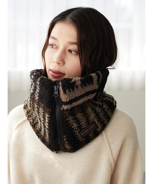 PENDLETON（ペンドルトン）の「■PENDLETON ジャガードボアネックウォーマー＊（ネックウォーマー/スヌード・レディース・ブラック/グレイッシュベージュ・FREE）」の7枚目の写真
