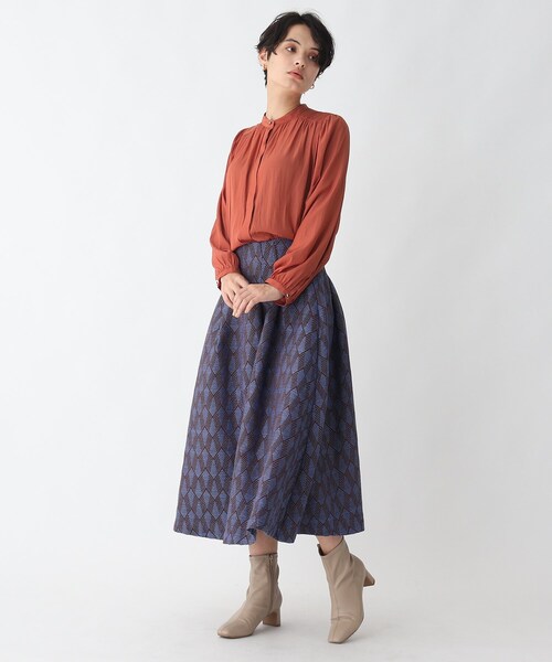 AG by aquagirl（エージーバイアクアガール）の「◆パウダーサテンバンドカラーブラウス【WEB限定サイズ】（シャツ/ブラウス・レディース・アイボリー/ダークオレンジ/ブルー/ネイビー・36/38/40）」の9枚目の写真