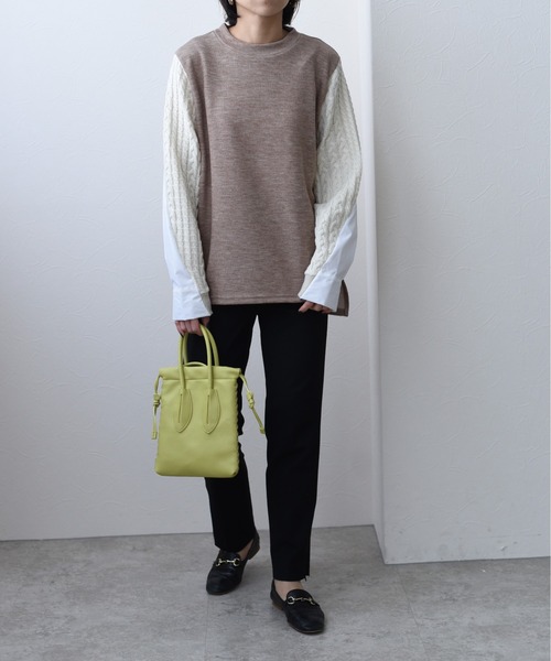 Eimee Law（エイミーロウ）の「ケーブル&シャツスリーブTOPS（Tシャツ/カットソー・レディース・ブラック/グレー/ライトブラウン・38）」の4枚目の写真