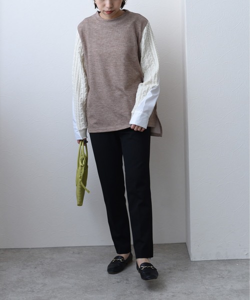 Eimee Law（エイミーロウ）の「ケーブル&シャツスリーブTOPS（Tシャツ/カットソー・レディース・ブラック/グレー/ライトブラウン・38）」の5枚目の写真