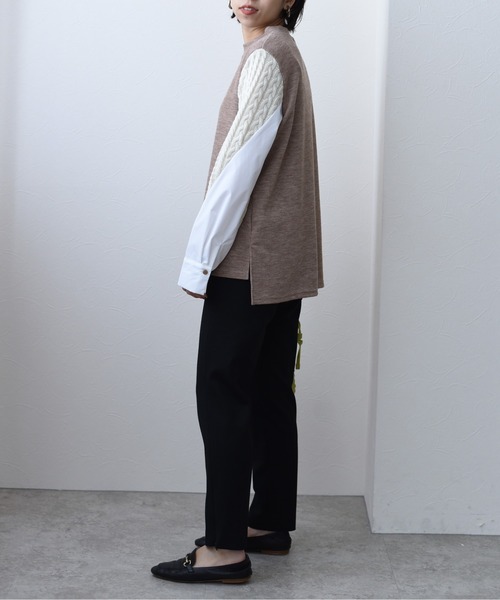 Eimee Law（エイミーロウ）の「ケーブル&シャツスリーブTOPS（Tシャツ/カットソー・レディース・ブラック/グレー/ライトブラウン・38）」の8枚目の写真
