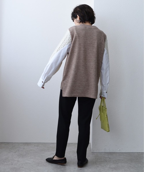 Eimee Law（エイミーロウ）の「ケーブル&シャツスリーブTOPS（Tシャツ/カットソー・レディース・ブラック/グレー/ライトブラウン・38）」の9枚目の写真