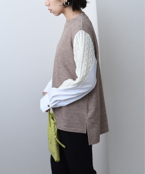 Eimee Law（エイミーロウ）の「ケーブル&シャツスリーブTOPS（Tシャツ/カットソー・レディース・ブラック/グレー/ライトブラウン・38）」の11枚目の写真