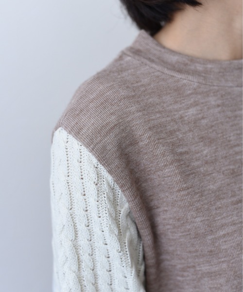 Eimee Law（エイミーロウ）の「ケーブル&シャツスリーブTOPS（Tシャツ/カットソー・レディース・ブラック/グレー/ライトブラウン・38）」の12枚目の写真