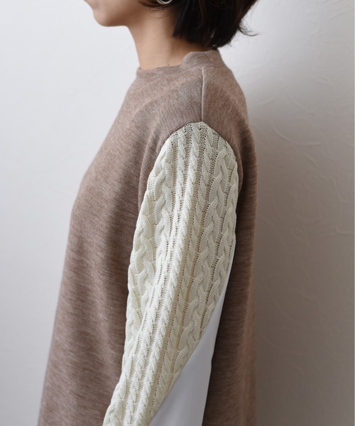 Eimee Law（エイミーロウ）の「ケーブル&シャツスリーブTOPS（Tシャツ/カットソー・レディース・ブラック/グレー/ライトブラウン・38）」の14枚目の写真