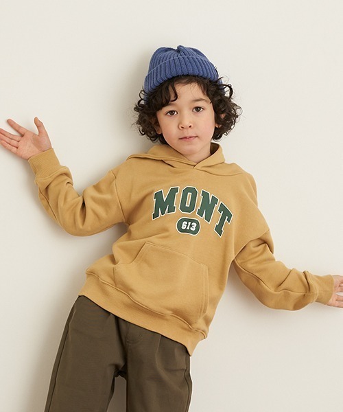 b・ROOM(ビールーム)の「カレッジロゴドロップパーカ(パーカー・キッズ・ピンク/アイボリー/マスタード/チャコール・90cm/110cm/100cm/120cm/130cm)」の16枚目の写真