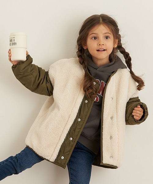 b・ROOM(ビールーム)の「カレッジロゴドロップパーカ(パーカー・キッズ・ピンク/アイボリー/マスタード/チャコール・90cm/110cm/100cm/120cm/130cm)」の14枚目の写真