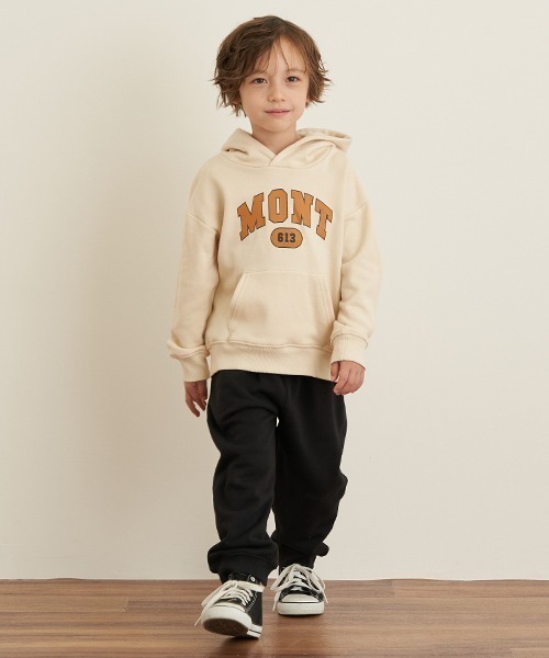 b・ROOM(ビールーム)の「カレッジロゴドロップパーカ(パーカー・キッズ・ピンク/アイボリー/マスタード/チャコール・90cm/110cm/100cm/120cm/130cm)」の6枚目の写真