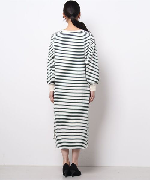 coca（coca）（コカ）の「ボーダーボートネックスウェットワンピース（ワンピース・レディース・ブラック/グリーン・M/L）」の17枚目の写真