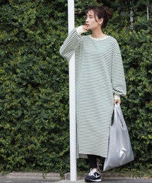 coca（coca） | ボーダーボートネックスウェットワンピース(ワンピース)