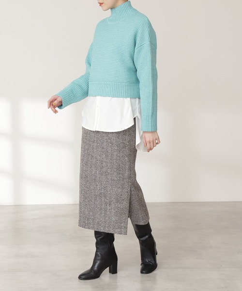 N.（N. Natural Beauty Basic）（エヌエヌナチュラルビューティーベーシック）の「ヘリンボーンタイトスカート（スカート・レディース・ブラック系その他/ブラウン系その他・MEDIUM）」の2枚目の写真