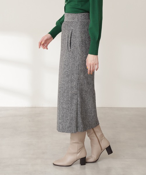 N.（N. Natural Beauty Basic）（エヌエヌナチュラルビューティーベーシック）の「ヘリンボーンタイトスカート（スカート・レディース・ブラック系その他/ブラウン系その他・MEDIUM）」の9枚目の写真