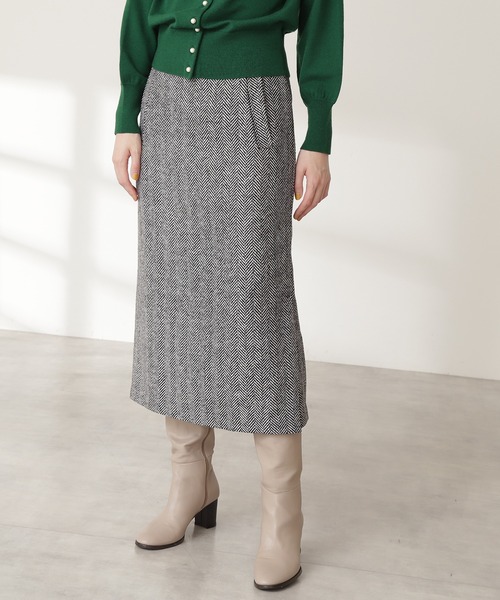 N.（N. Natural Beauty Basic）（エヌエヌナチュラルビューティーベーシック）の「ヘリンボーンタイトスカート（スカート・レディース・ブラック系その他/ブラウン系その他・MEDIUM）」の7枚目の写真