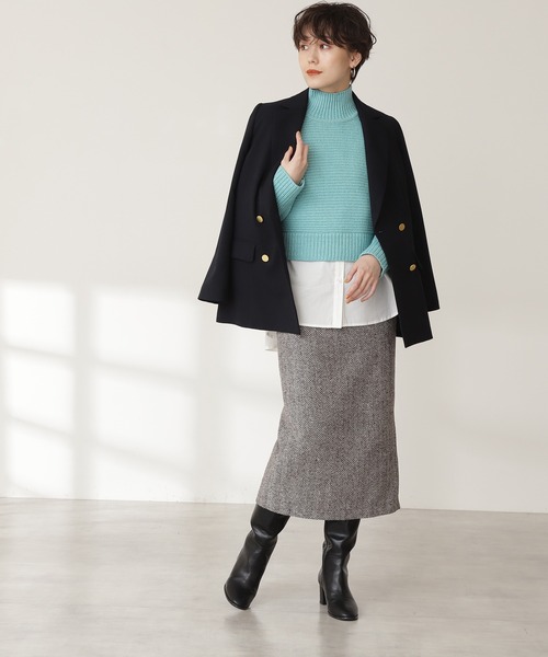 N.（N. Natural Beauty Basic）（エヌエヌナチュラルビューティーベーシック）の「ヘリンボーンタイトスカート（スカート・レディース・ブラック系その他/ブラウン系その他・MEDIUM）」の10枚目の写真