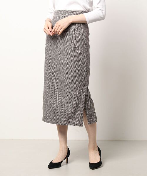 N.（N. Natural Beauty Basic）（エヌエヌナチュラルビューティーベーシック）の「ヘリンボーンタイトスカート（スカート・レディース・ブラック系その他/ブラウン系その他・MEDIUM）」の12枚目の写真