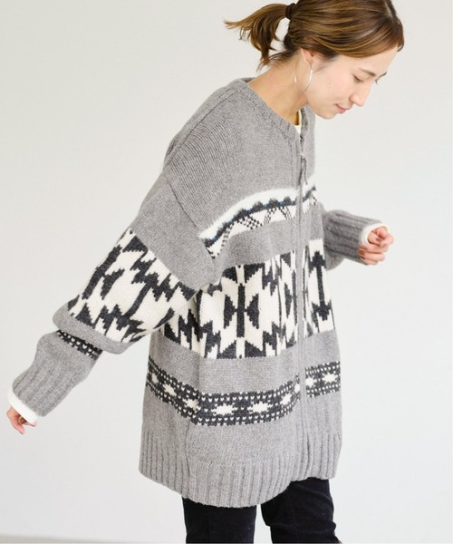 FRAMeWORK（フレームワーク）の「ジャガードジップカーディガン2◆（カーディガン/ボレロ・レディース・アイボリー/グレー・FREE）」の21枚目の写真